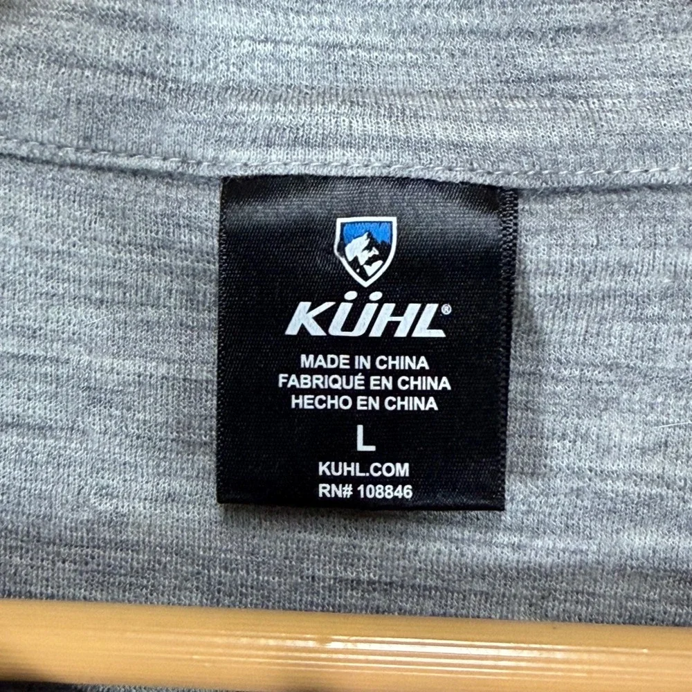 KUHL Team 1/4 Zip Pullover Sweater Mens L Gray Merino Wool Thumbholes